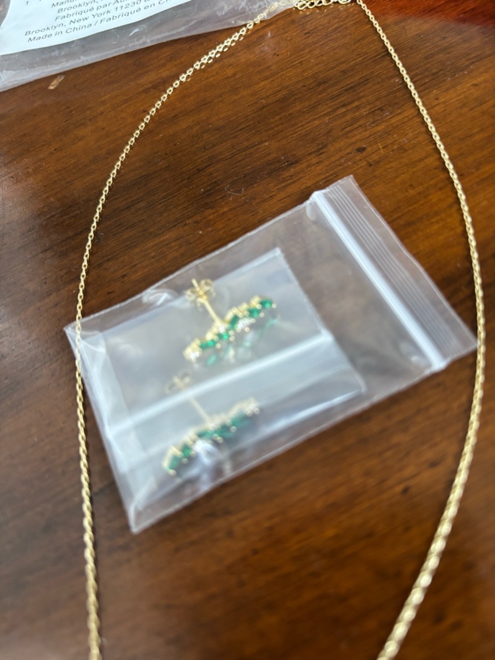 Adina Eden Gold Necklace with Green Crystal Bar - Picture 2 of 6